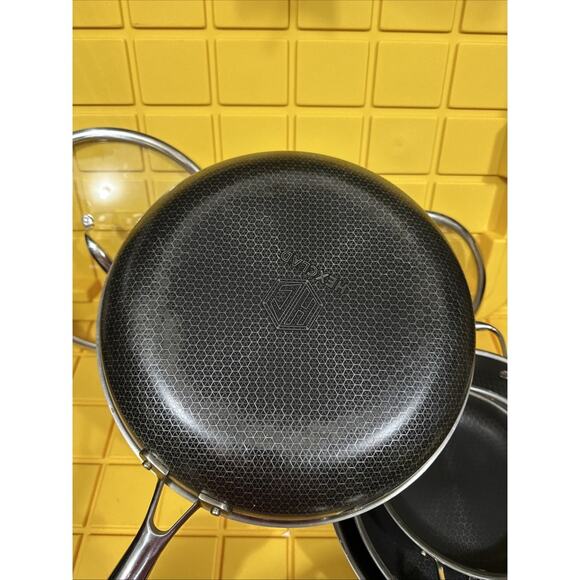 HEXCLAD 7 Piece Nonstick Stainless Steel Frying Pan Set 8 10 12- Lids Wok $600 - Picture 6 of 10